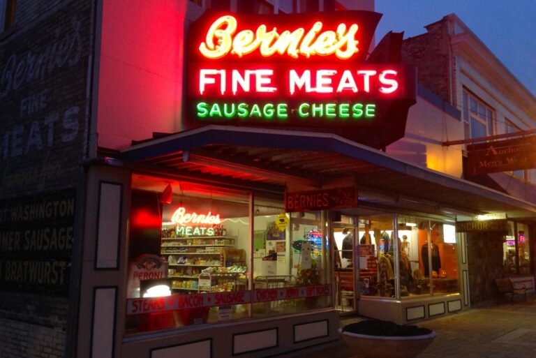Walking in to Bernie's Fine Meats - Port Washington, Wisconsin