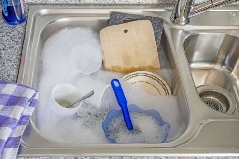 dishes in sink